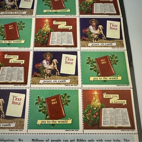 Christmas in July 🎄Vintage Sheet of Seals from the American Bible Society - 1965 - Picture 6 of 9
